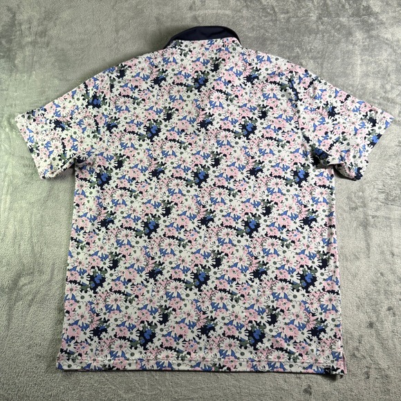 Puma Arnold Palmer Golf Polo Shirt All Over Floral Print Navy Pink Collar XL - Picture 6 of 10